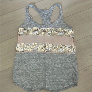Sequin Embellished Gray Tank Top